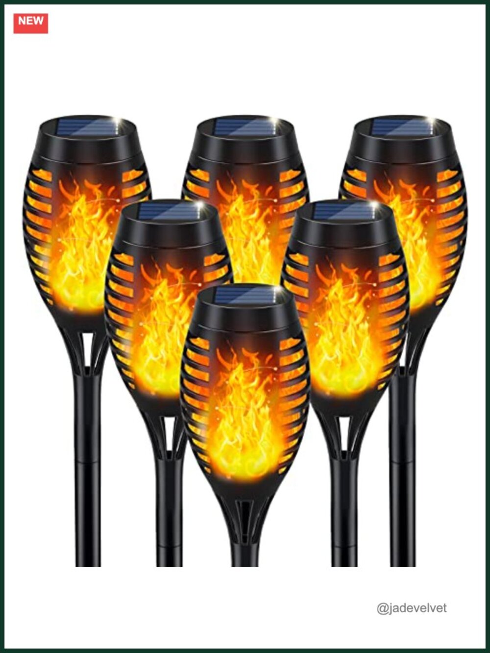Solar Torch Light Set of 6 Flickering Flame Outdoor Decorations Waterproof